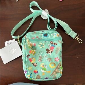 NWT!  Disney Green Crossbody Bag with Playful Print